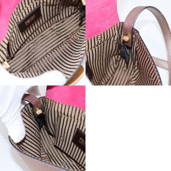 FENDI Chameleon Shoulder Bag Leather Pink Gold - Picture 13 of 14